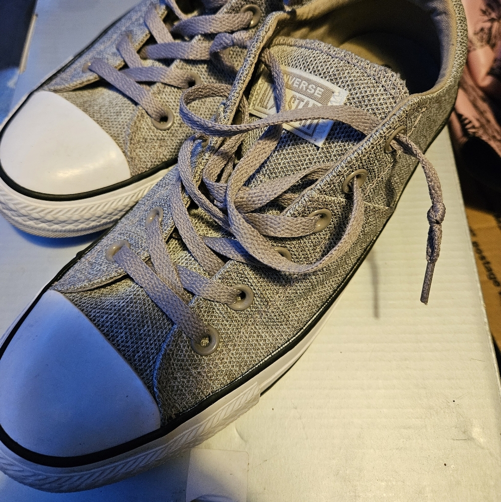 3 Pair Lot Of Converse Light Gray Canvas Seakers
